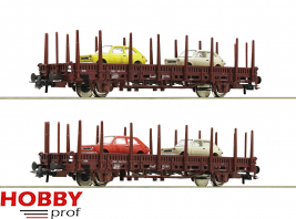DB Wagon Set: 2 Stake Wagons with Cars